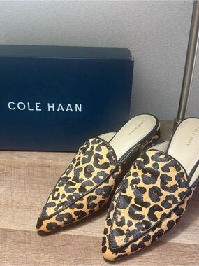 Cole Haan Piper Leopard Print Calf Hair Mules